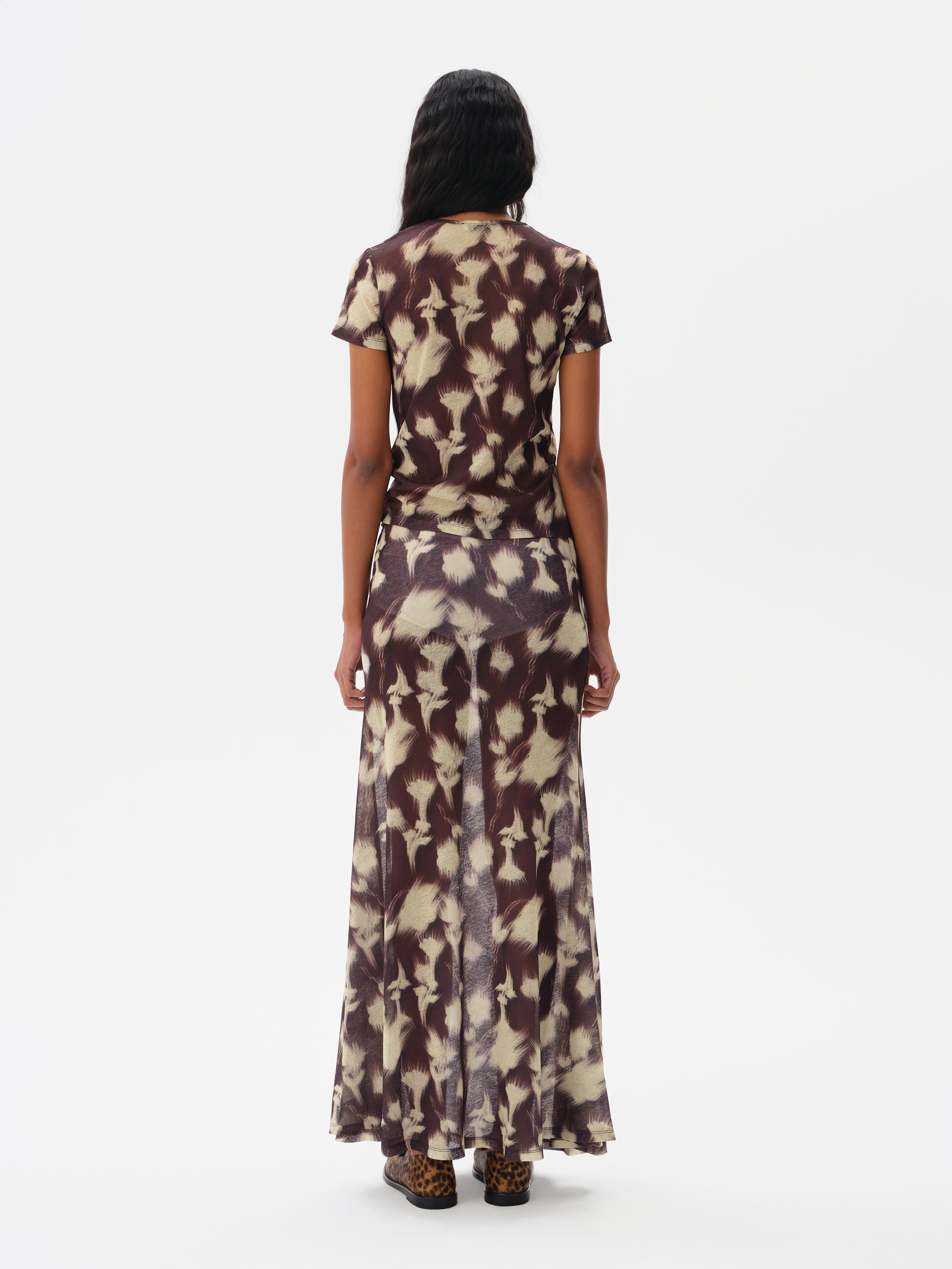 ARDEN - Printed mesh semi-sheer top