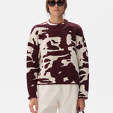 MIENA - Boxy-fit jacquard knit crewneck sweater