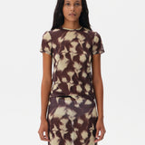 ARDEN - Printed mesh semi-sheer top