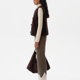 VIVIENNE - Wool blend pants with lace-trimmed hem