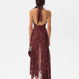 CORINAS - Halter-neck chiffon maxi dress with devoré detail