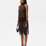 DARCY - Embroidered halter-neck top with lace trim