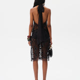 DARCY - Embroidered halter-neck top with lace trim