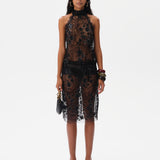 DARCY - Embroidered halter-neck top with lace trim