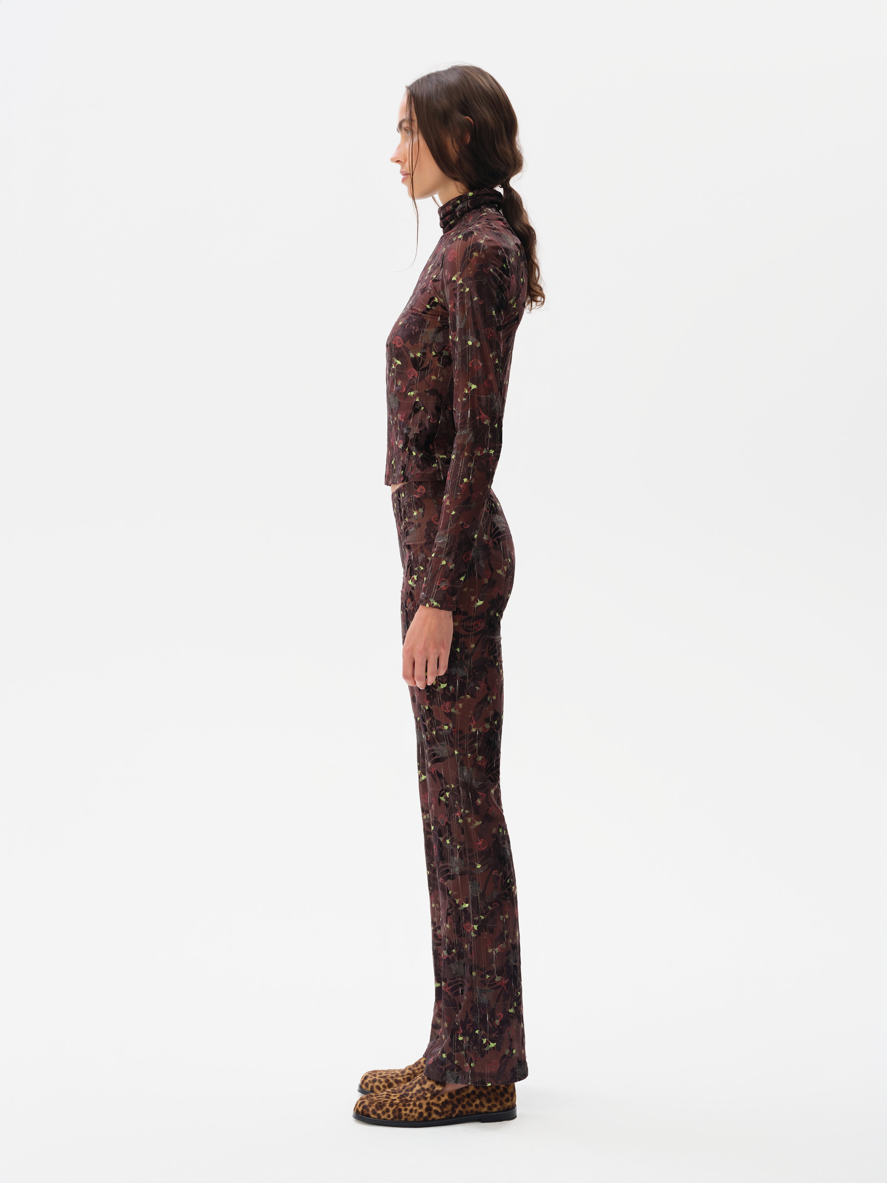 MON - Turtleneck velvet top with devoré detail