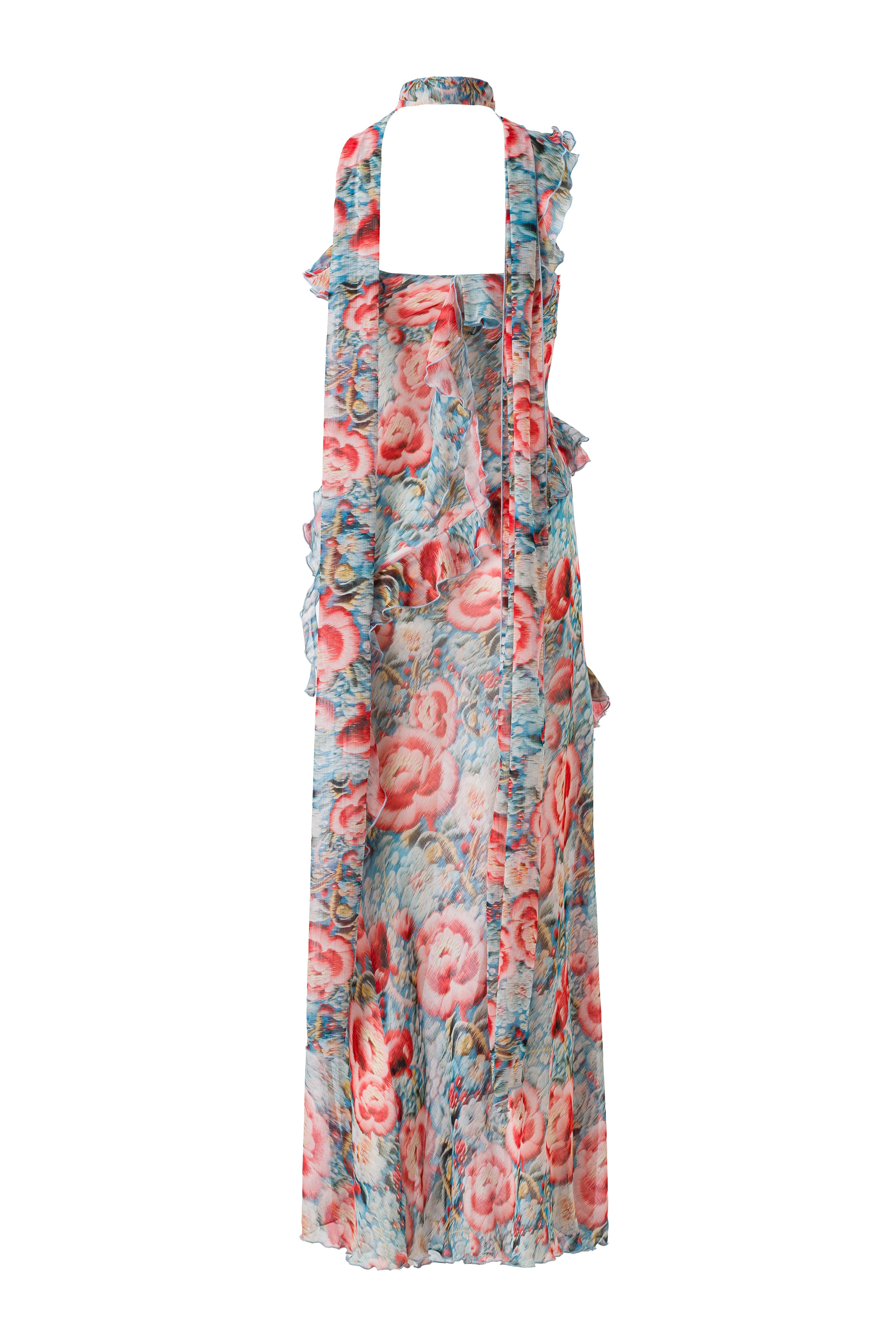 MONICA - Scarf and ruffle-detailed maxi dress