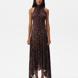 SEGNOR - Open-back halter velvet devoré dress