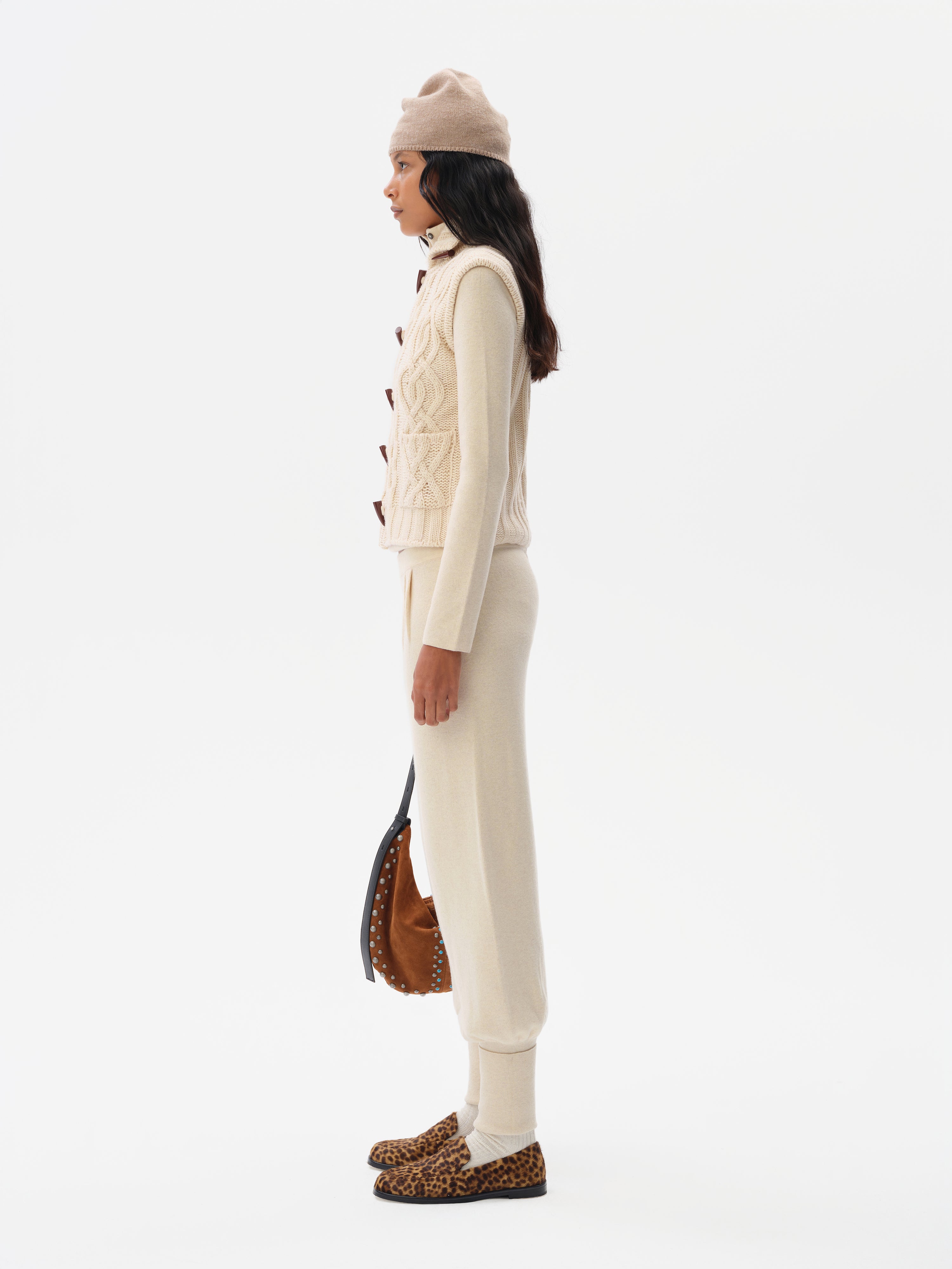LESNA - High-neck cable knit vest