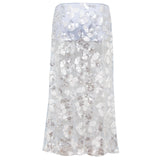 WELLS - Sequin-embellished sheer midi skirt with mini shorts