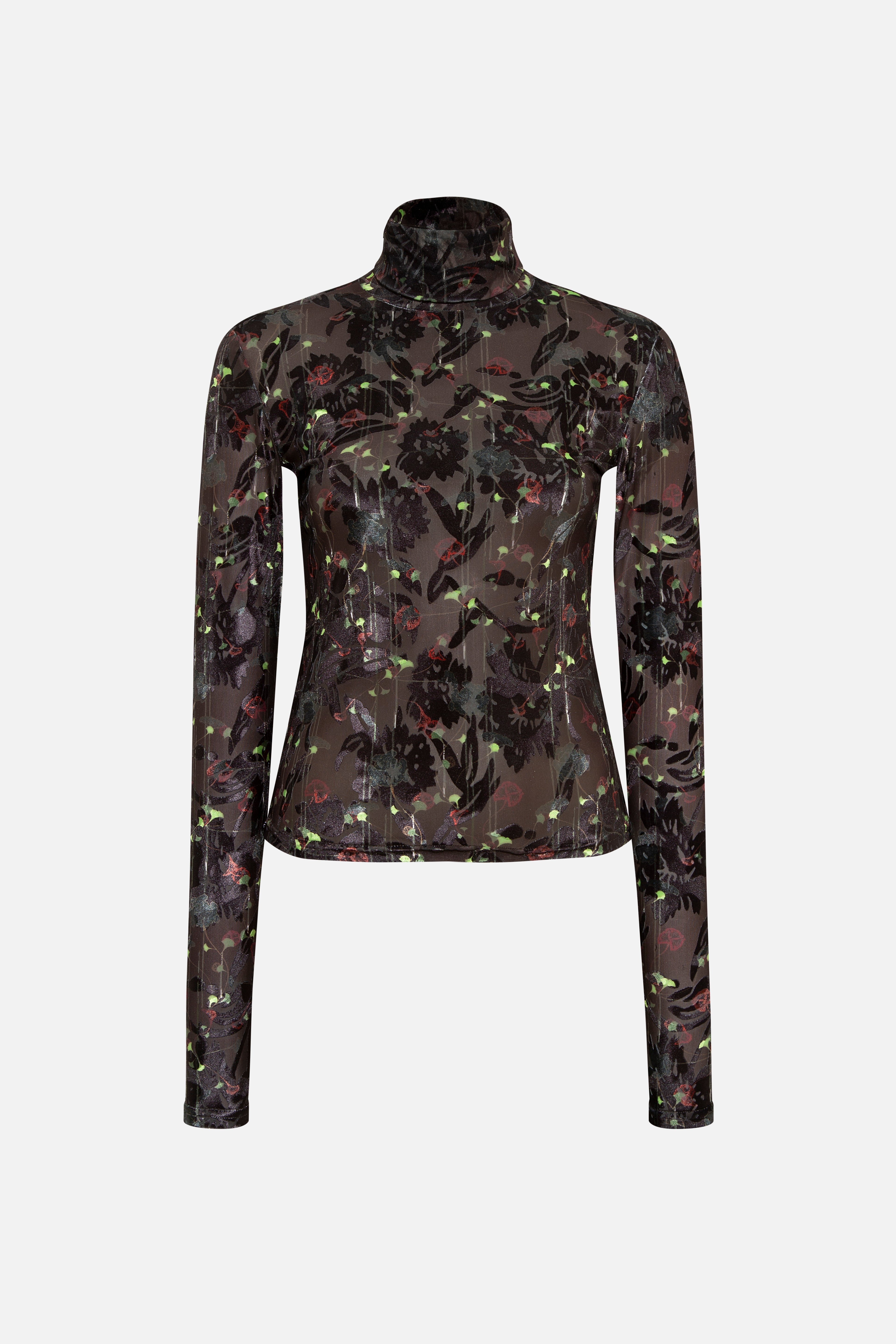 MON - Turtleneck velvet top with devoré detail