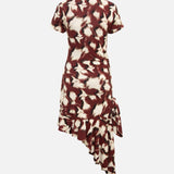TENAS - Printed jersey dress with side tie and ruffle
