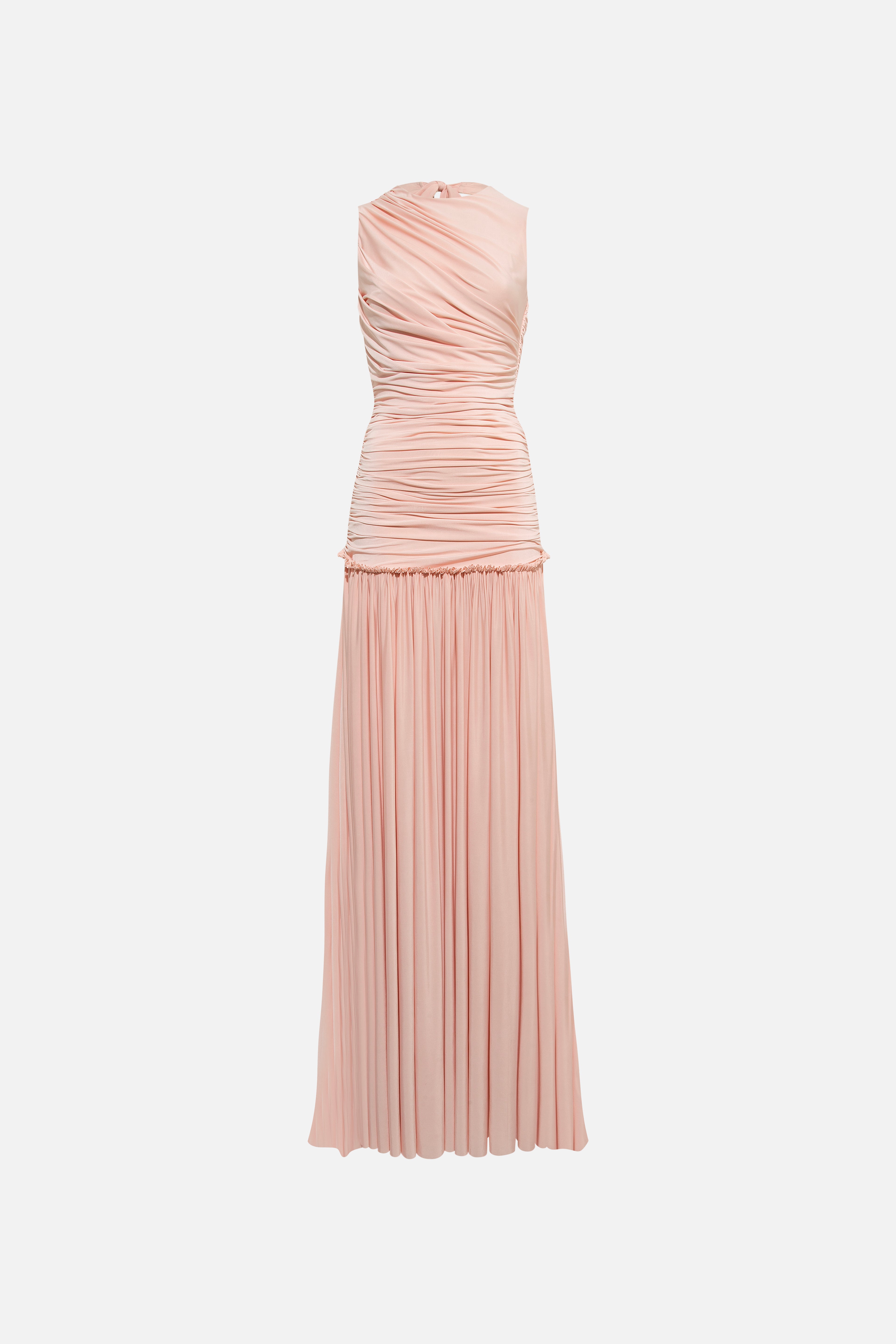 ALINA - Open-back ruched maxi jersey dress