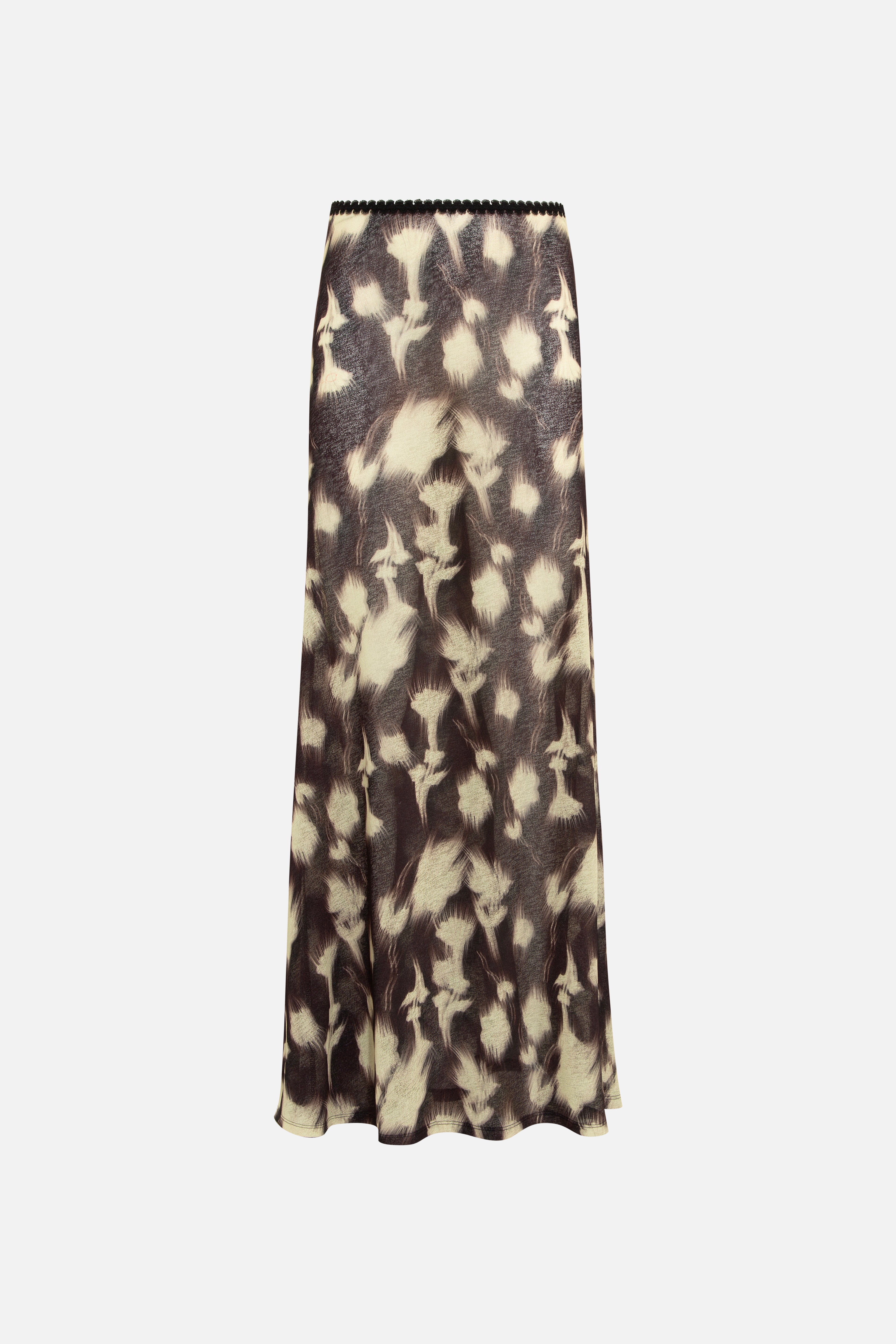SINY - Printed mesh semi-sheer maxi skirt