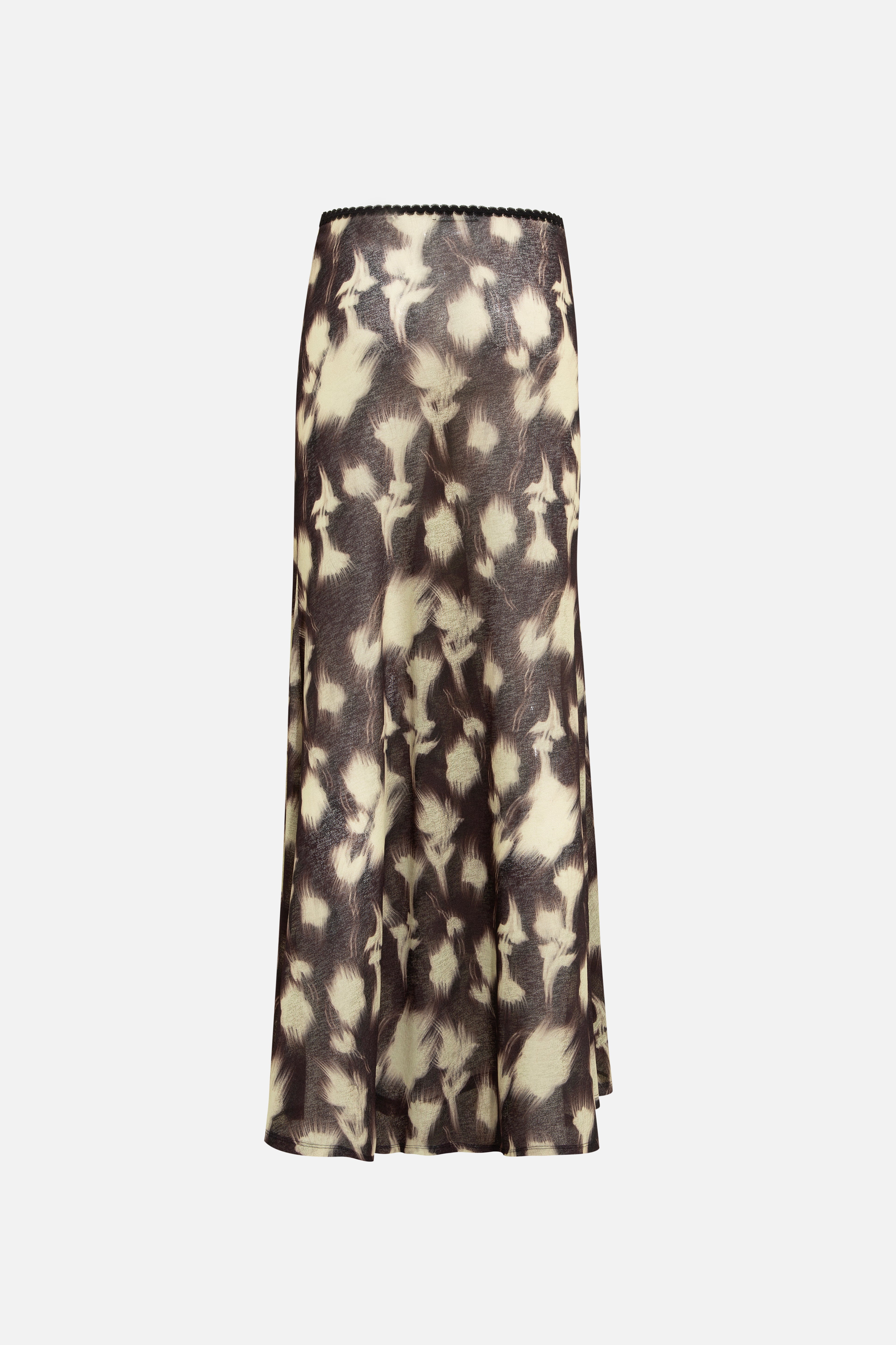 SINY - Printed mesh semi-sheer maxi skirt