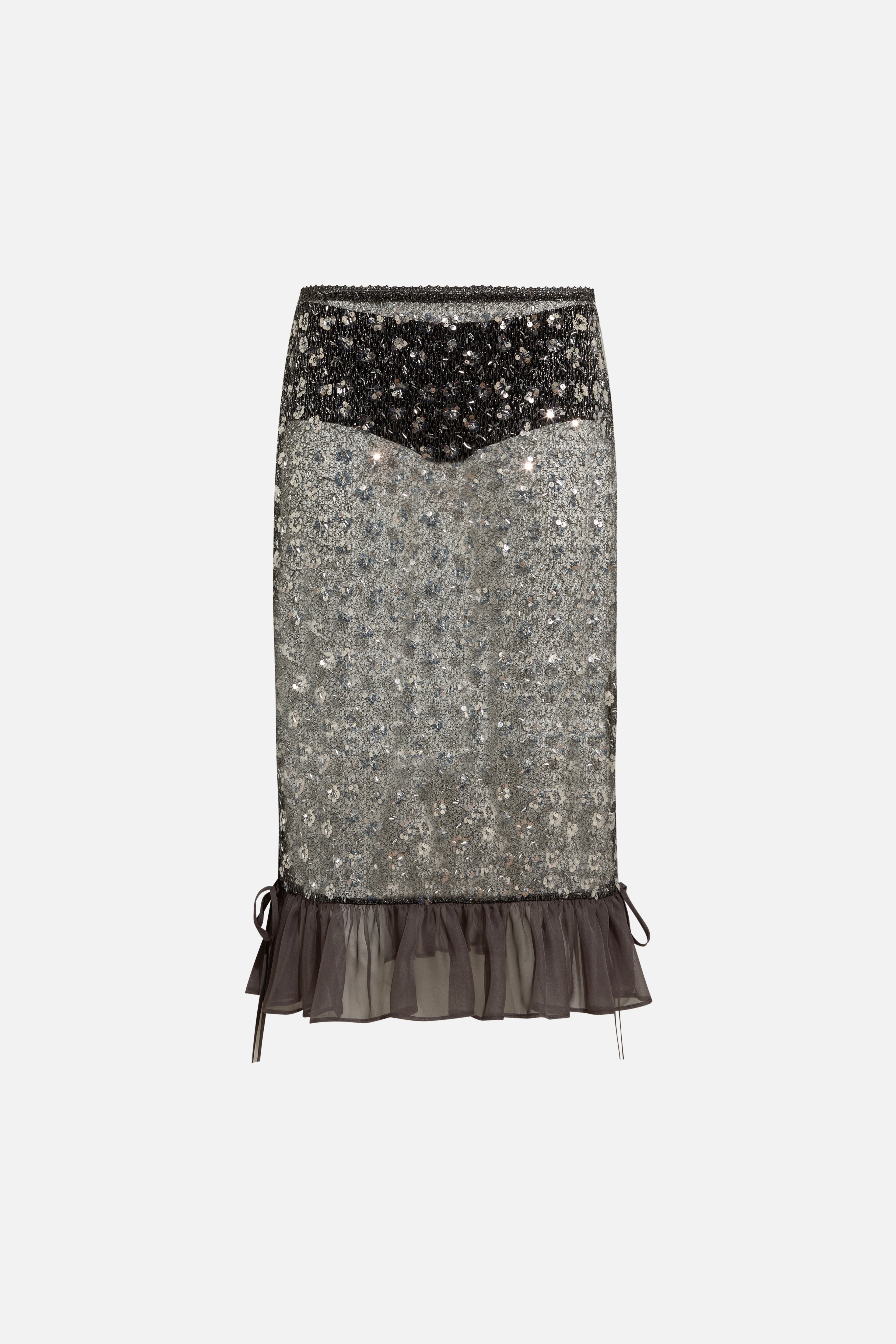 ROSALIE - Sequined ruffle trimmed skirt with mini shorts