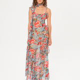MONICA - Scarf and ruffle-detailed maxi dress