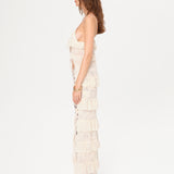 LISETTE - Ruffled lace-trim maxi length top