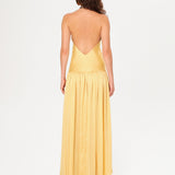 LIESSA - Deep V-neck midi dress with printed tie