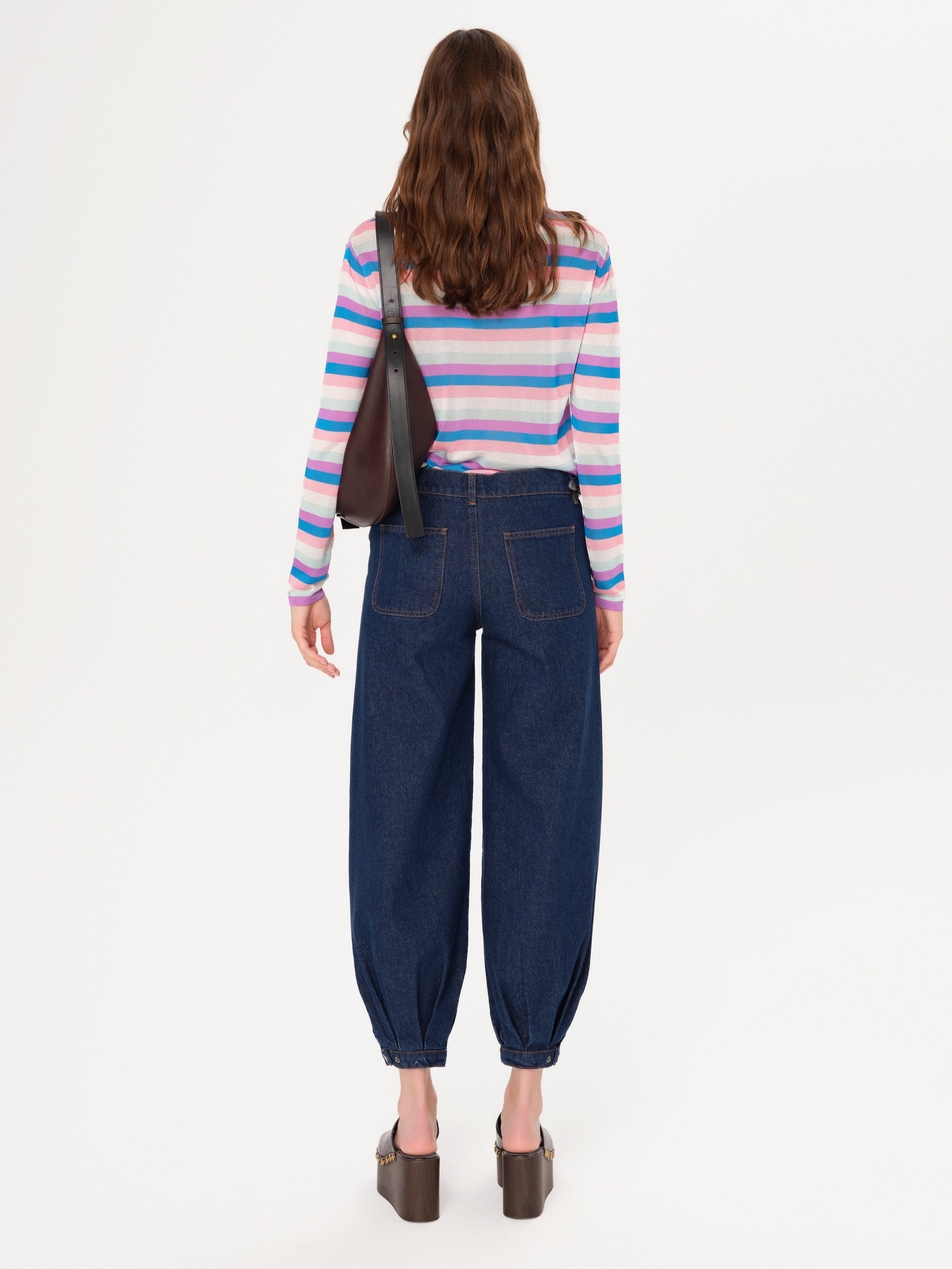 TEX - Pinky striped long sleeve knit top