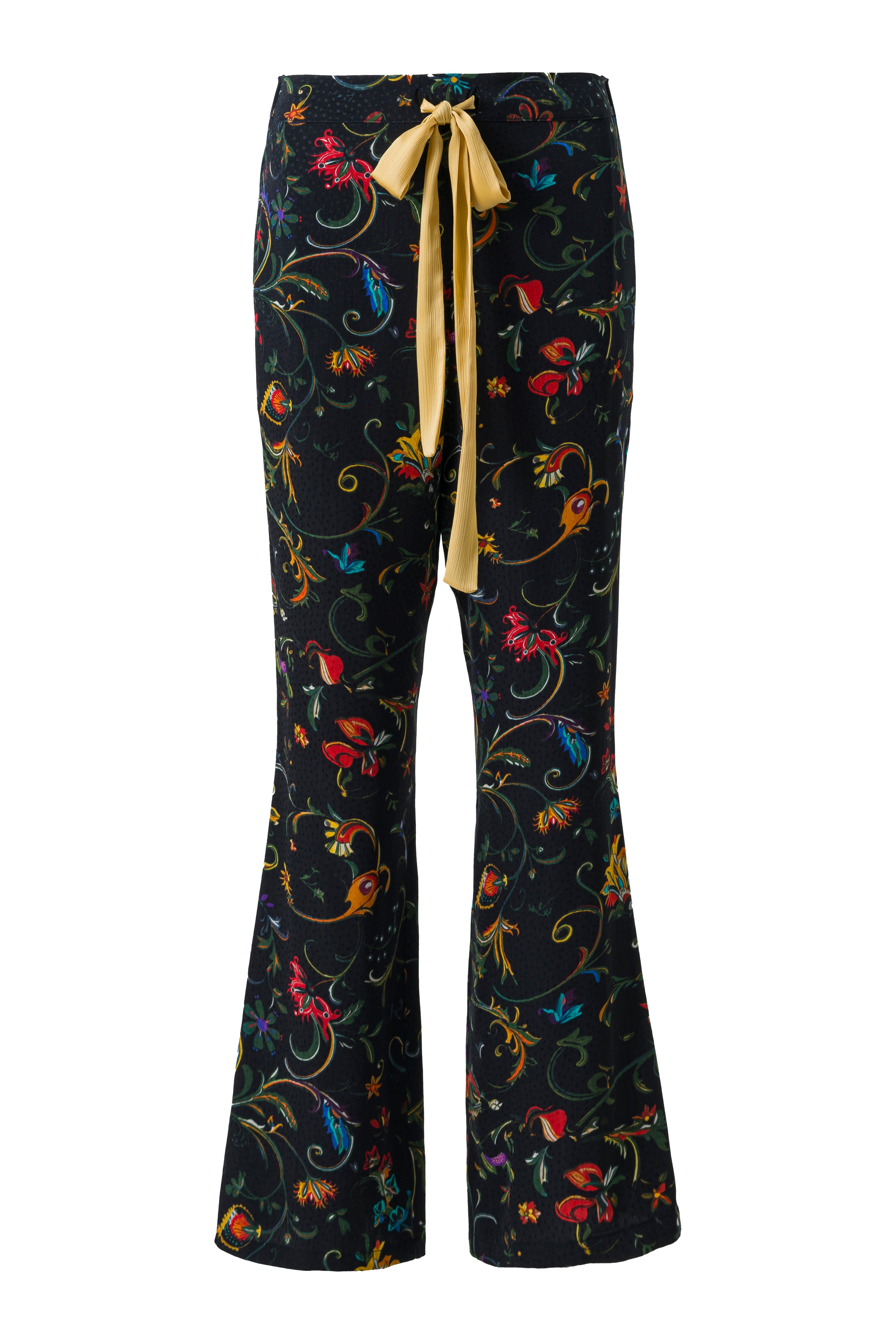 SHELA - Satin flare pants with contrast belt