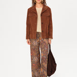 ASEAN - Contrast top-stitch detailed suede leather blazer
