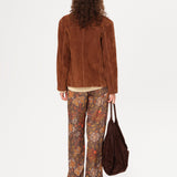 ASEAN - Contrast top-stitch detailed suede leather blazer