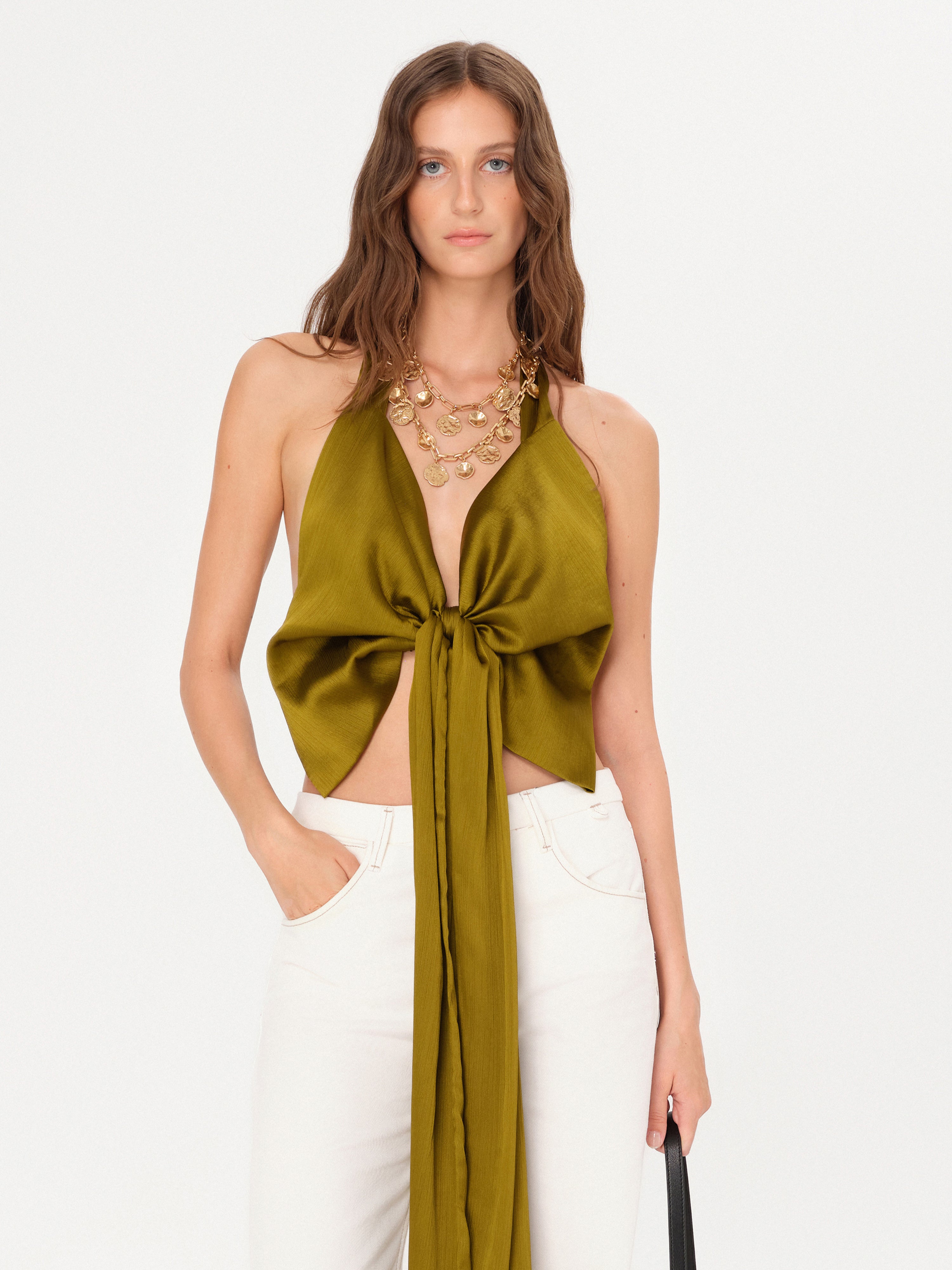 BERTILLE - Halter top with bow-tie