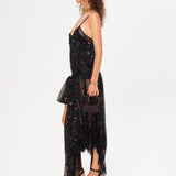 CLAUDIA - Printed slip maxi dress with a front tie
