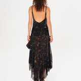 CLAUDIA - Printed slip maxi dress with a front tie