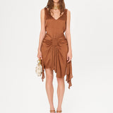 CLEMENS - Ruched mini dress with asymmetric hemline