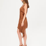 CLEMENS - Ruched mini dress with asymmetric hemline