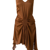 CLEMENS - Ruched mini dress with asymmetric hemline