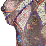 DORA - Contrast-stitched printed semi-sheer t-shirt