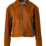 IOARIS - Stud detailed suede jacket