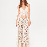 JESLYNN - Floral-printed flare-leg pants