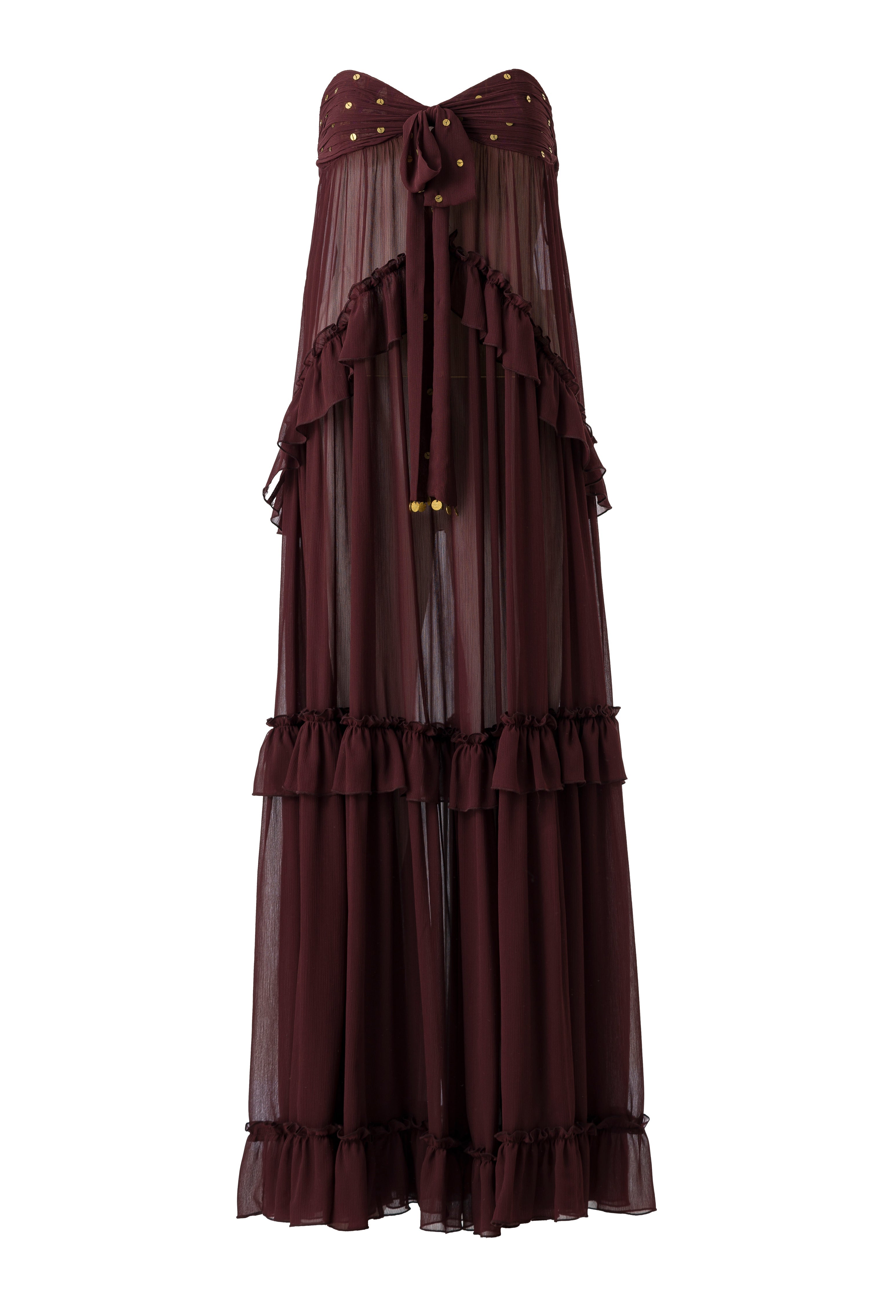 JOSIANE - Bead-embellished ruffled maxi dress