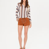 LEA - Stud detailed front-tie suede shorts
