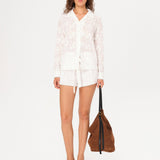 LESA - Flower appliqué detailed button-down shirt