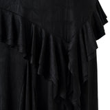 LUNN - Halterneck ruffled midi dress with front slit