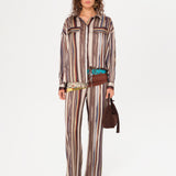 MANOCE - Striped wide-leg pants with scarf-detailed drawstring