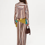 MANOCE - Striped wide-leg pants with scarf-detailed drawstring