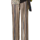 MANOCE - Striped wide-leg pants with scarf-detailed drawstring