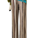 MANOCE - Striped wide-leg pants with scarf-detailed drawstring