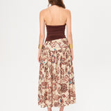 MIDIAS - Halterneck dress with a floral-printed wrap skirt