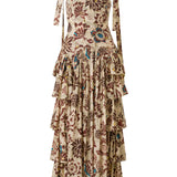 MINDY - Floral-printed ruffled maxi dress