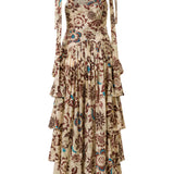 MINDY - Floral-printed ruffled maxi dress