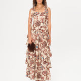 MINDY - Floral-printed ruffled maxi dress