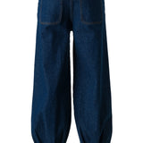 MISSY - Harem fit denim with metal buckles on the sides