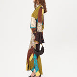 MORA - Patchwork-printed fluted sleeve cropped shirt