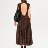 RENES - Open-back smocked cotton-voile maxi dress